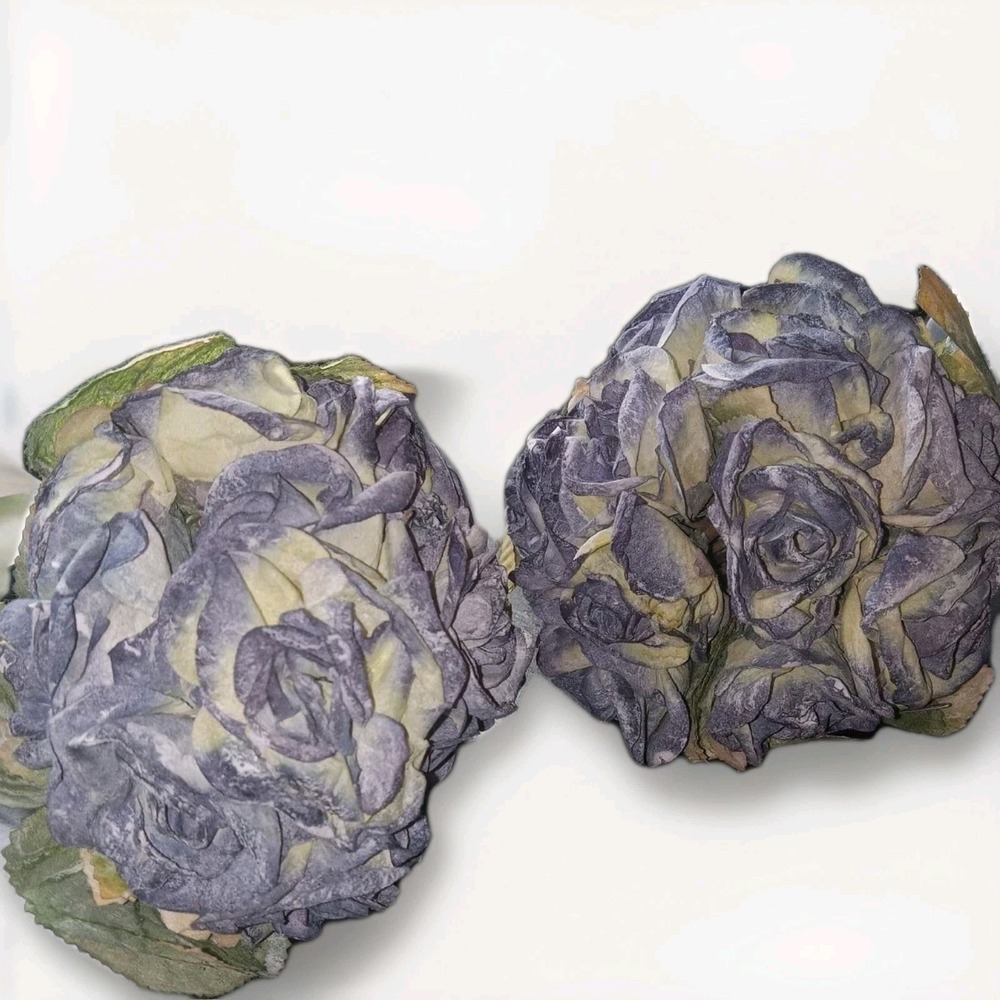 2 Artificial Vintage Dusty Blue Roses Wedding Bouquet Bridesmaid‎ Home Decor